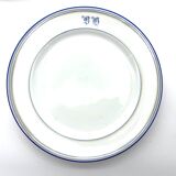 White and blue dessert plate with monogram BH