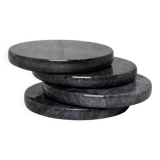 Gabriella – Black Round Natural Marble Coasters - set of 4