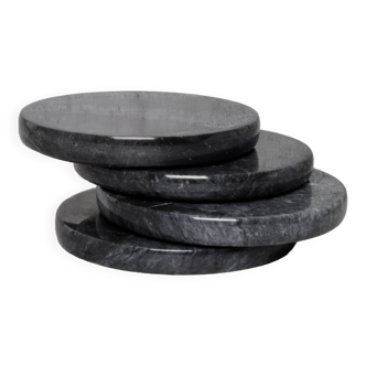 Gabriella – Sous-verres ronds en marbre naturel noir – lot de 4