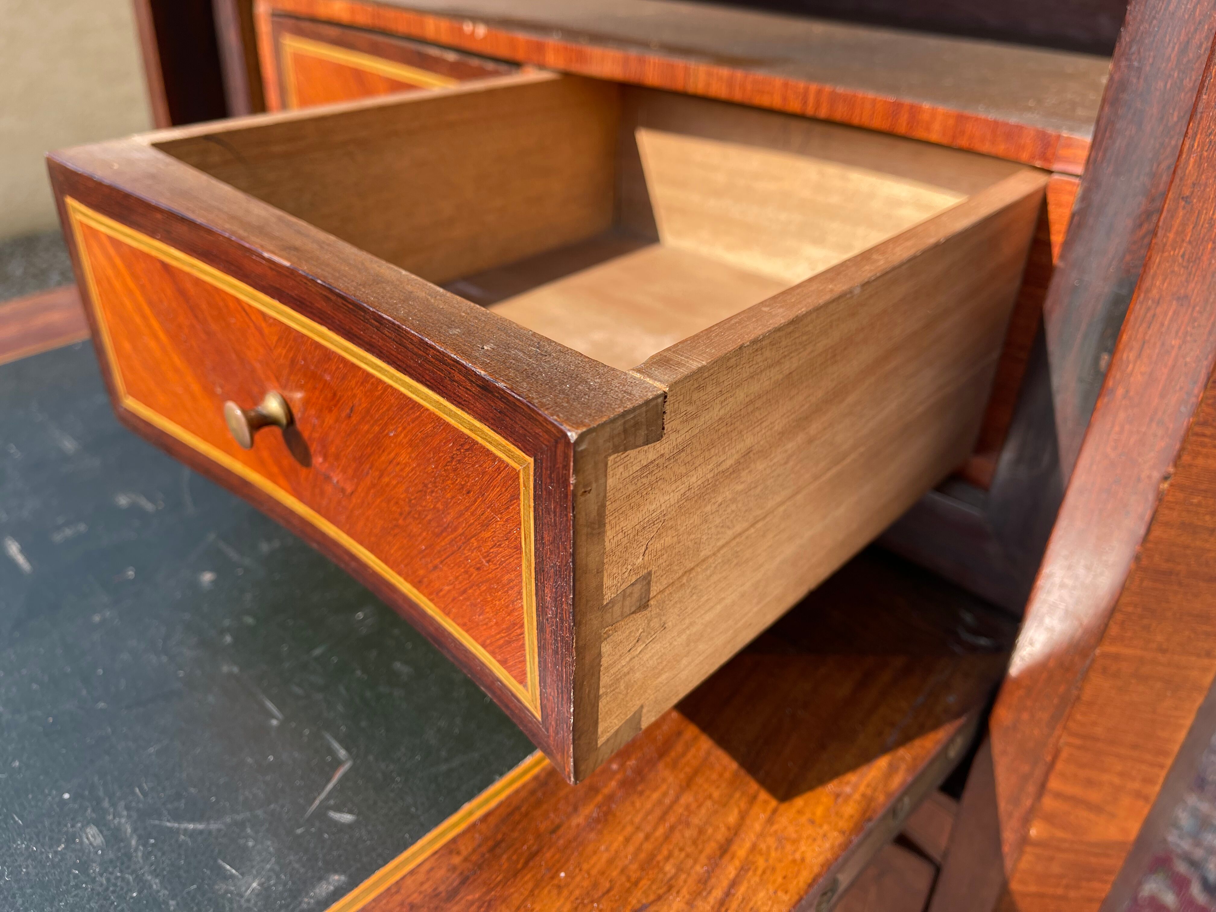 Small secretary in Marquetry of Losanges and Bronze
