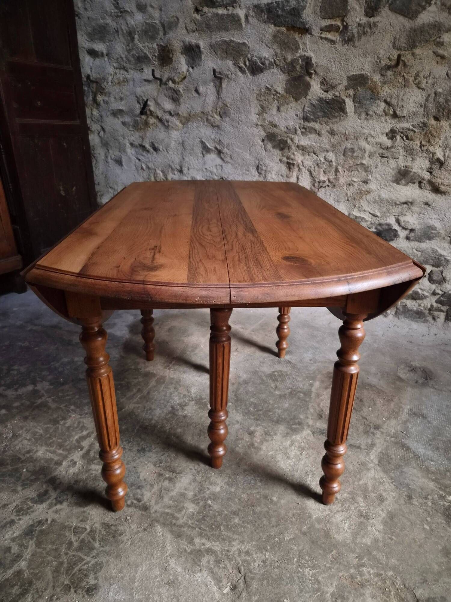 Table à manger extensible vintage en chêne / Table à abattants – 1950s–1970s, France