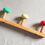 Wall-mounted coat rack wood 3 hooks, 1950s/60s.