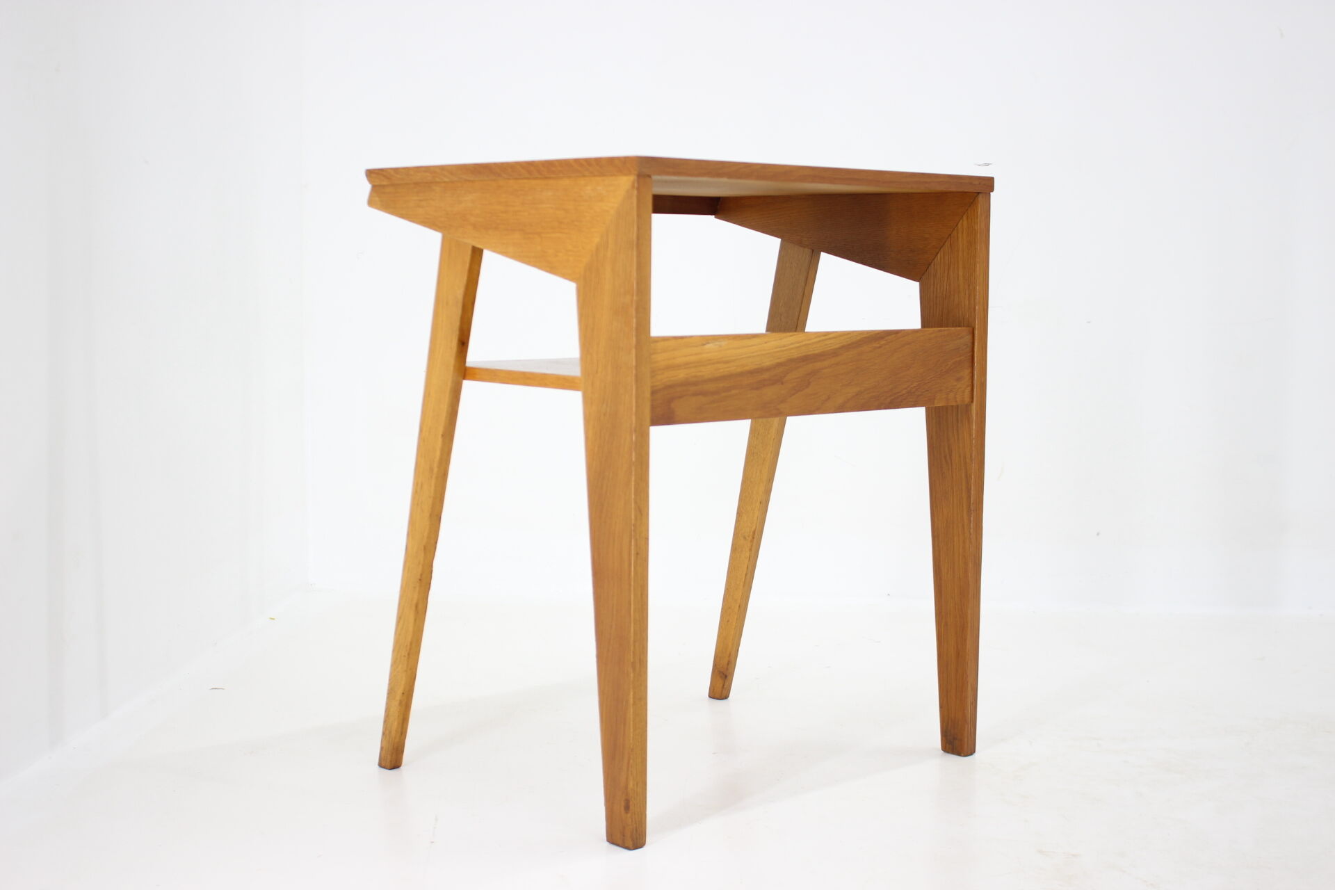 1960s Oak Side Table or TV Rack ,Czechoslovakia