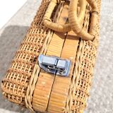 Vintage rattan suitcase 70s