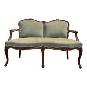 Canapé - Banquette de style Louis XV velours vert