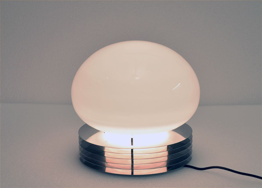 Tronconi table lamp in steel and blown glass, 1970s