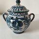 Fajalauza earthenware sugar bowl with handles, Granada, Spain, circa 1970