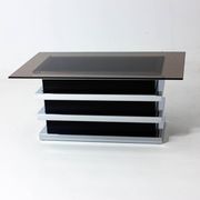 Table basse vintage noire et chromée par Belgo Chrom, 1970