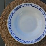Deep plate with royal blue geometric pattern marked on the back FB 45.