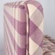 Banquette en tissu Vichy capitonné mauve et crème, France, 1970