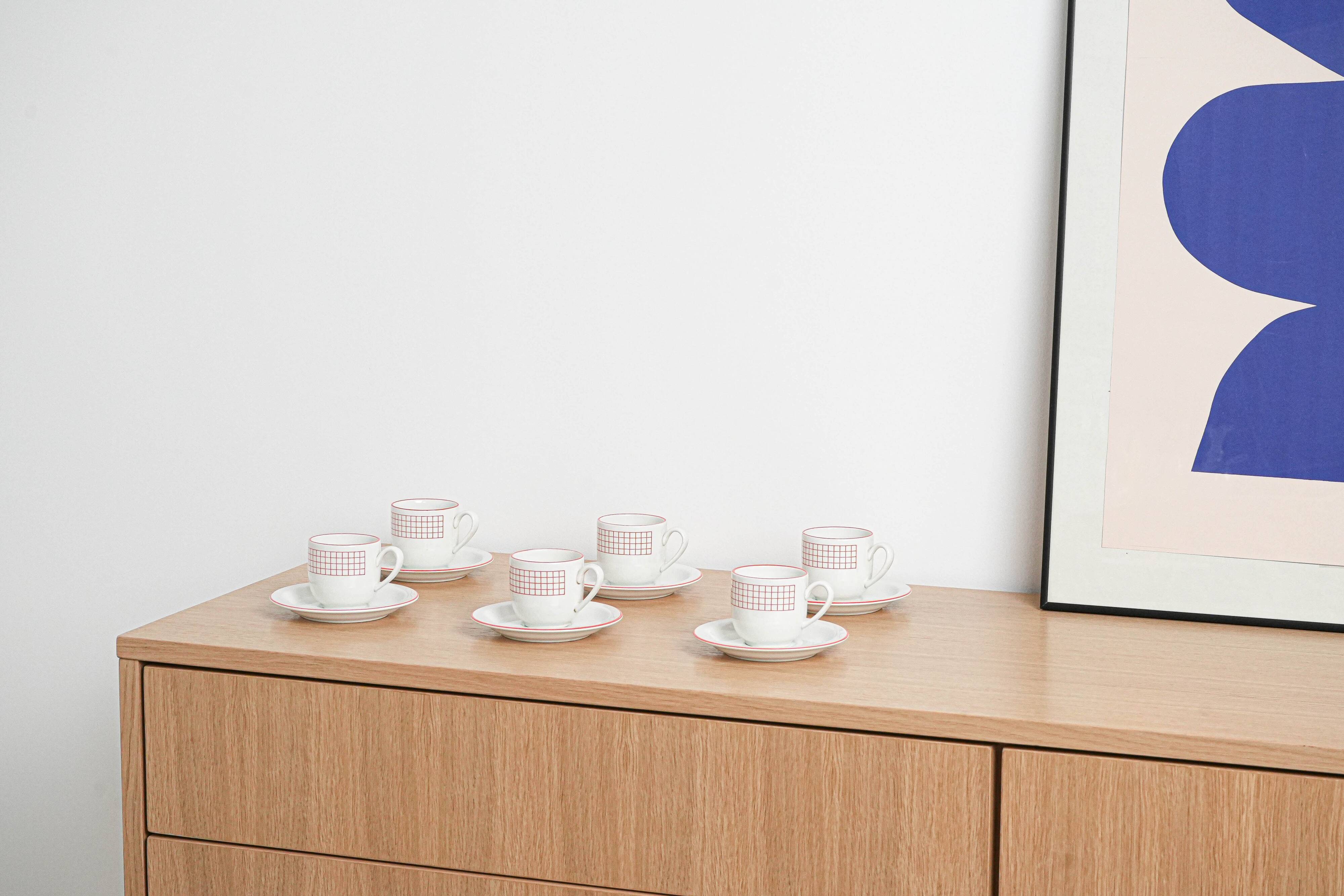 Set of porcelain cups, Italian design, 1980s, production: Italy