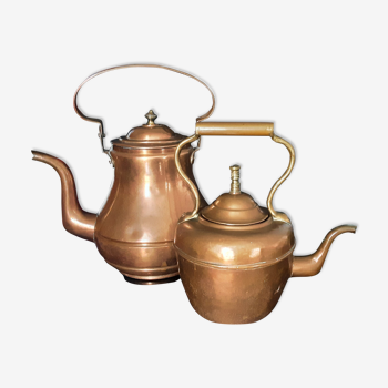Teapot / kettle copper and brass - set of 2