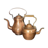 Théière/ bouilloire cuivre et laiton - lot de 2