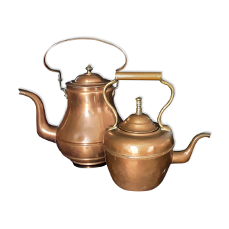 Teapot / kettle copper and brass - set of 2