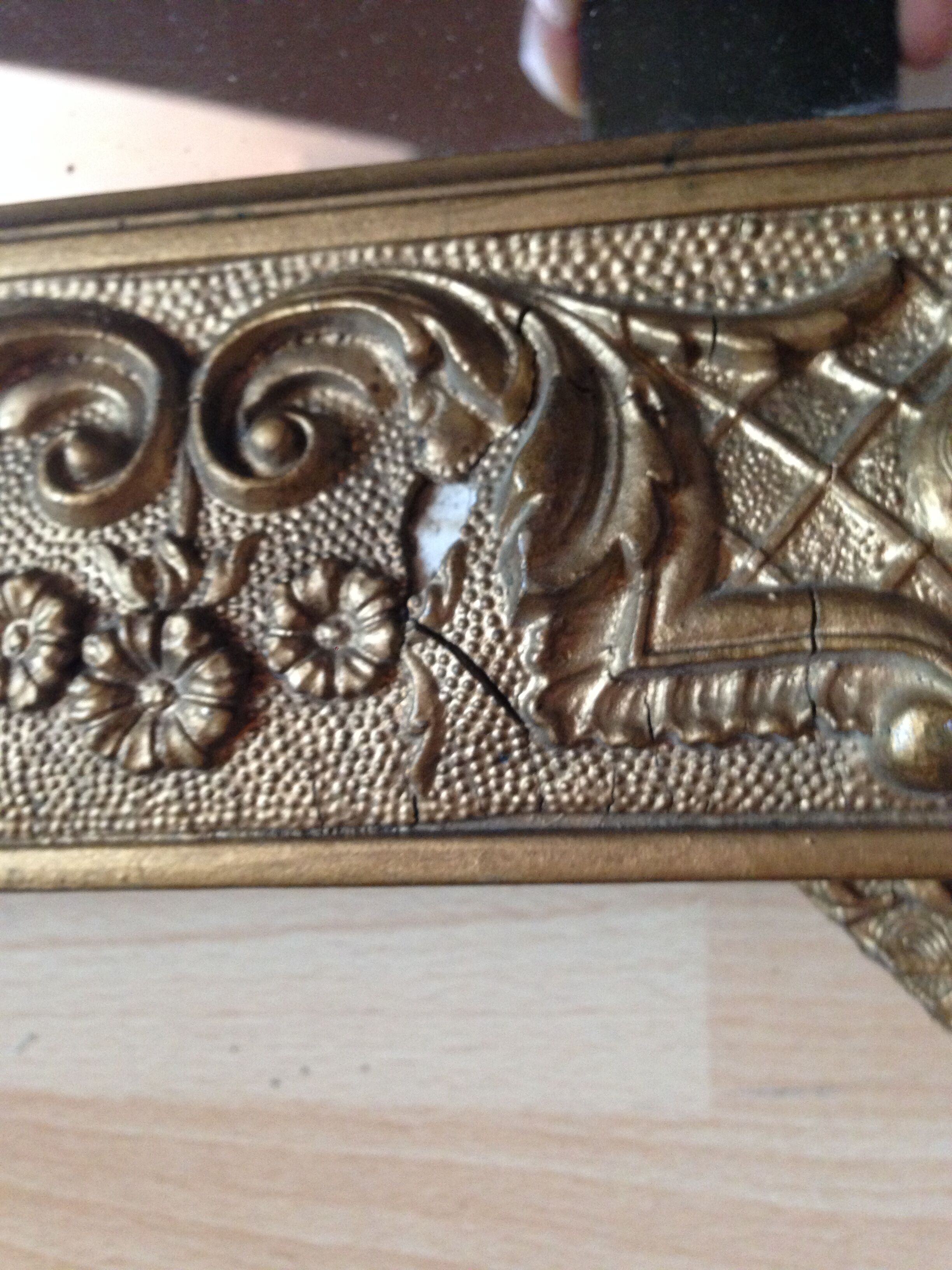 Mirror old wood and gilded stucco 57x71cm