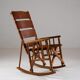 American rocking chair in wood and leather, 1960s