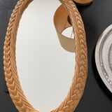 Braided rattan mirror