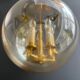 Smoked Glass and Brass Four-Light Suspension Pendant. French Work.