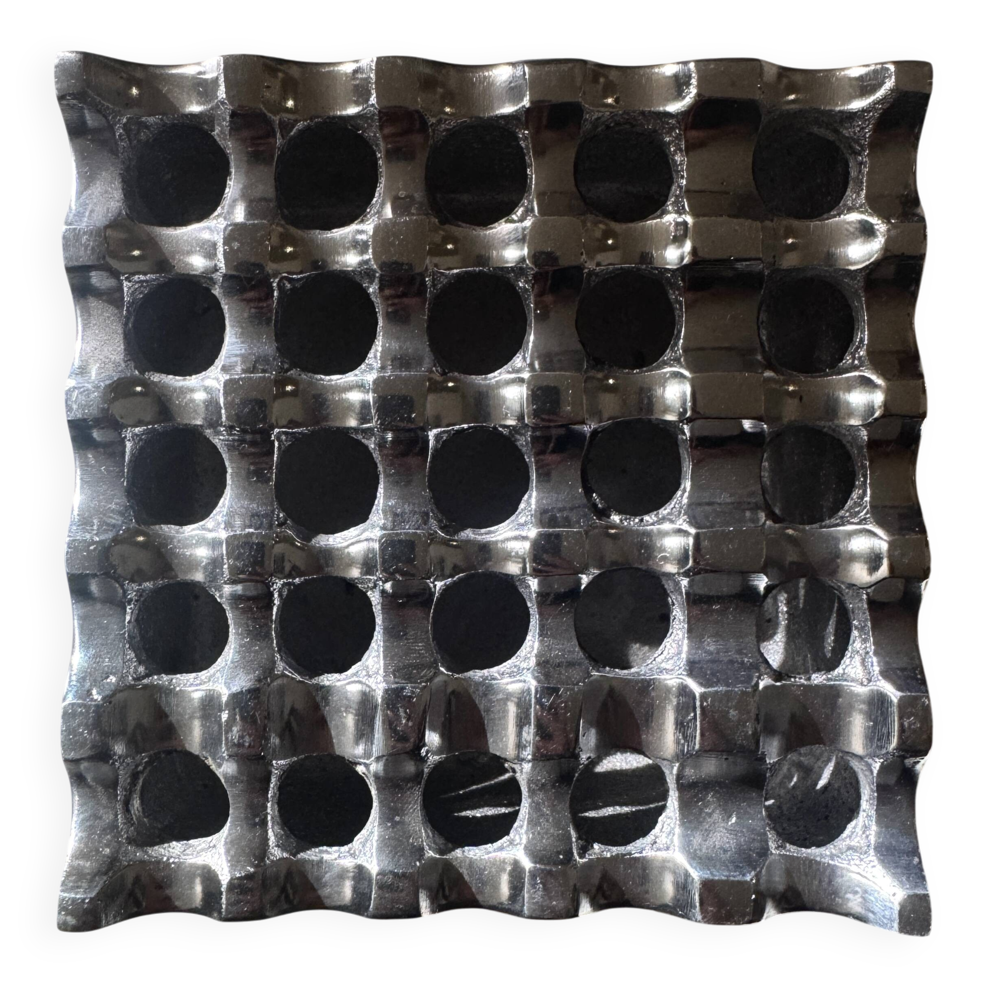 Chrome metal ashtray in the style of Ultima 15, 1970.