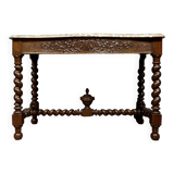 Curved console from a Renaissance hunting lodge in solid oak circa 1850