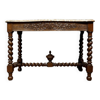 Curved console from a Renaissance hunting lodge in solid oak circa 1850