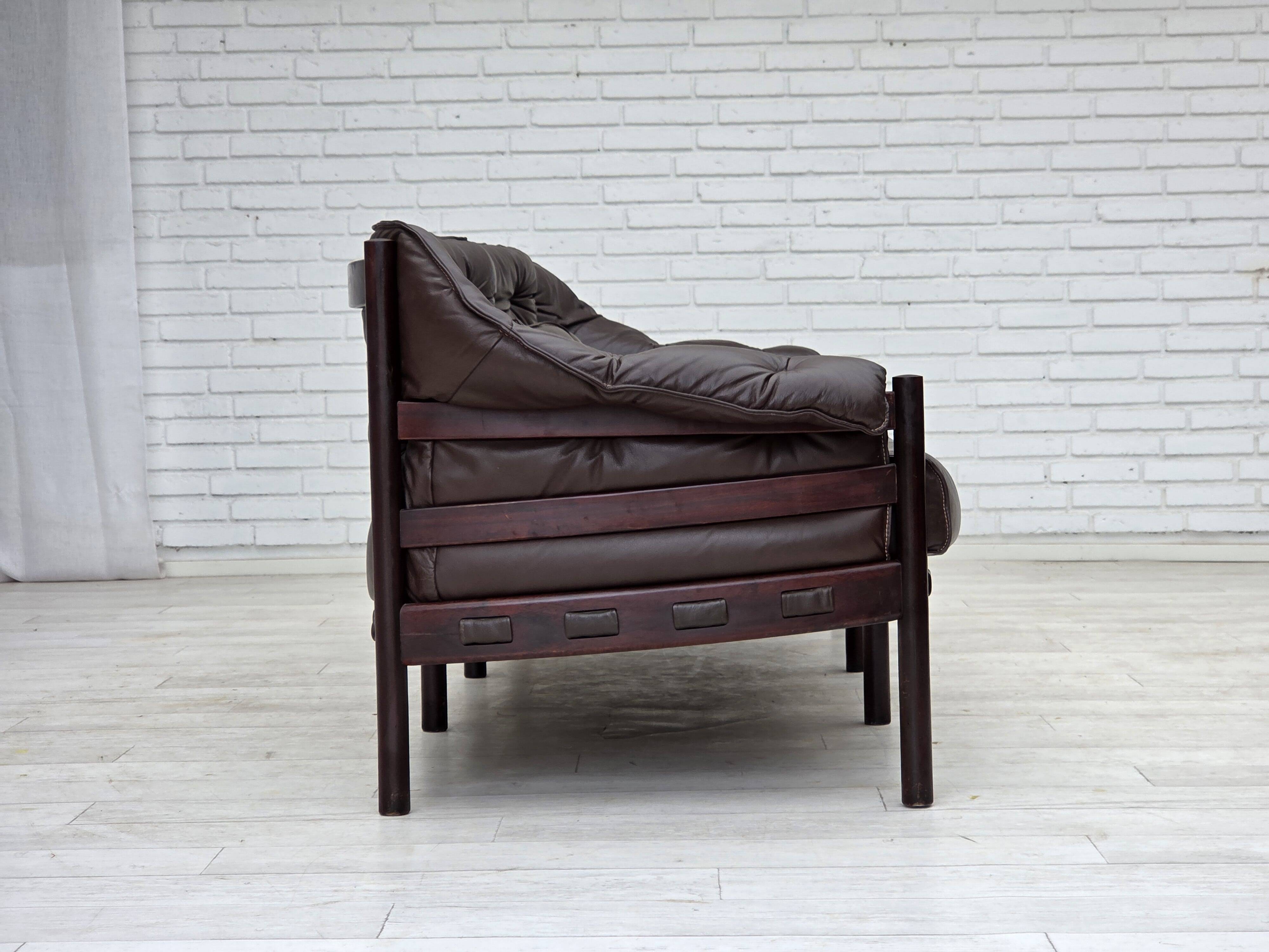 1970s, Scandinavian 3-seater sofa by Arne Norell, furniture leather.