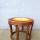 Table tabouret en rotin et verre vintage