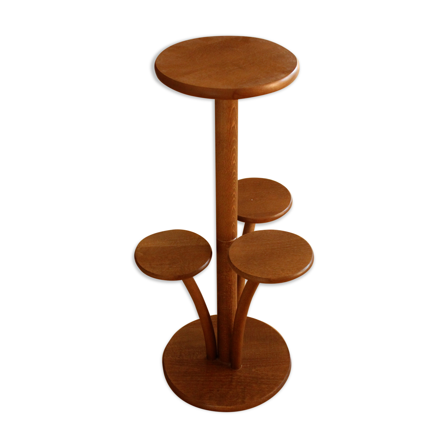 Solid oak wood plant stand, vintage from the 1950s, rare collectors item