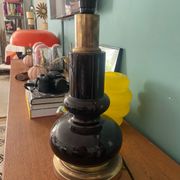 Pied de lampe en céramique et laiton années 70