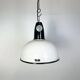 Industrial soviet white enamel pendant lamp, 1960s