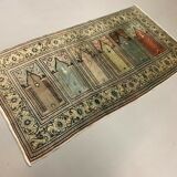 Distressed Turkish Rug 188x101 cm wool Vintage shabby Chic Runner Blue, Beige