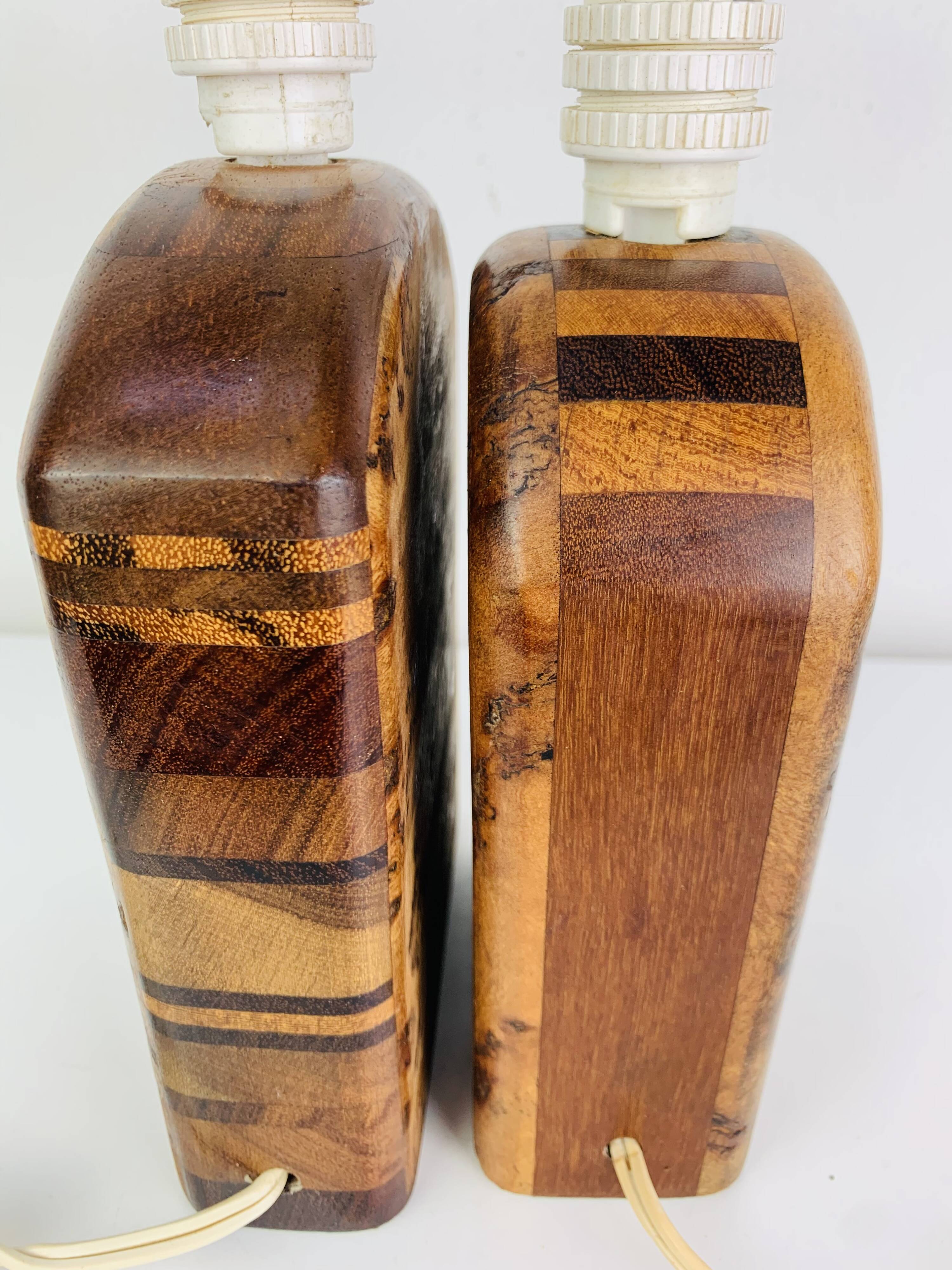 Pair of lamps in elm burl, vintage