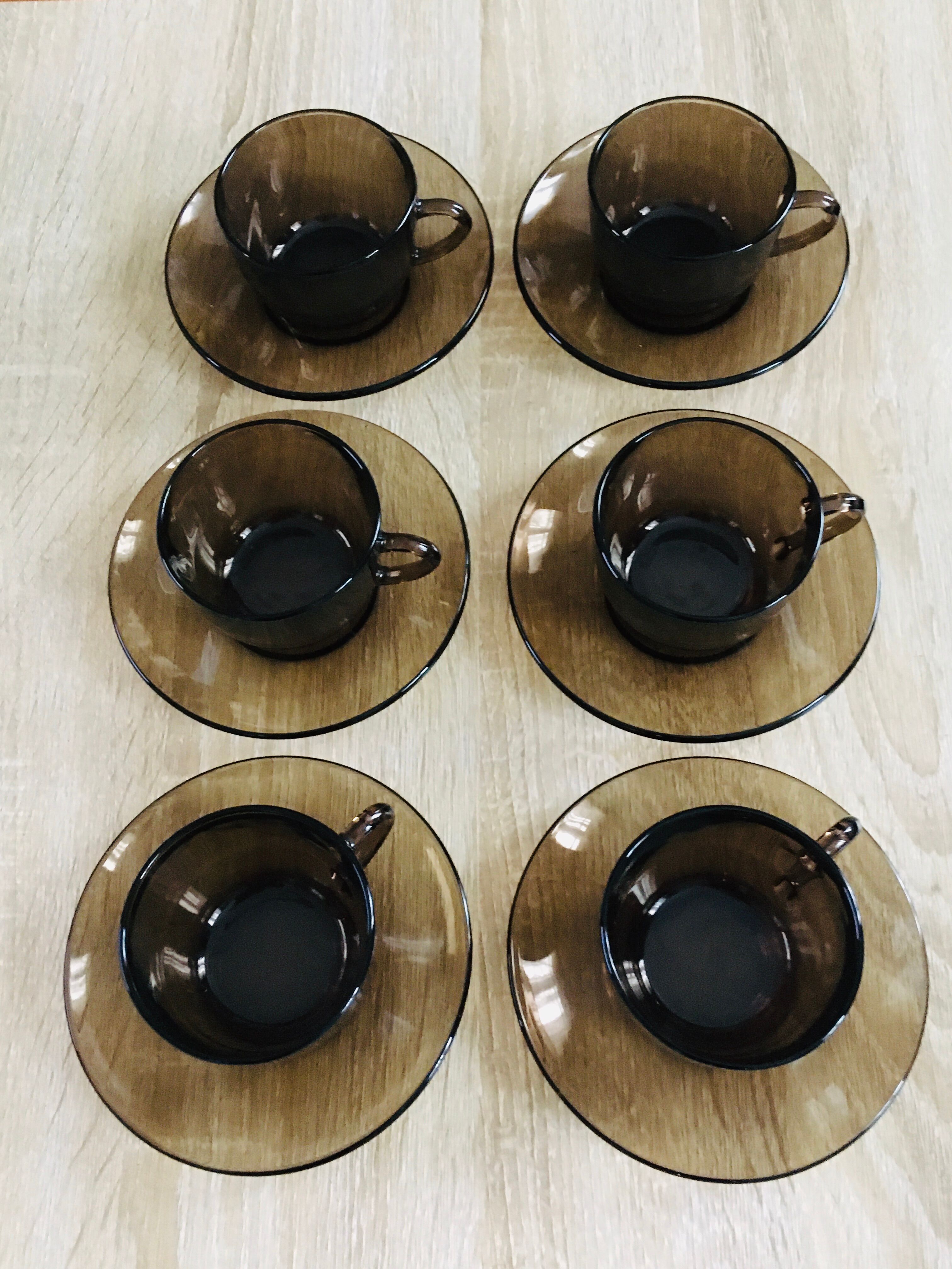 Coffee service amber glass 70s Vereco