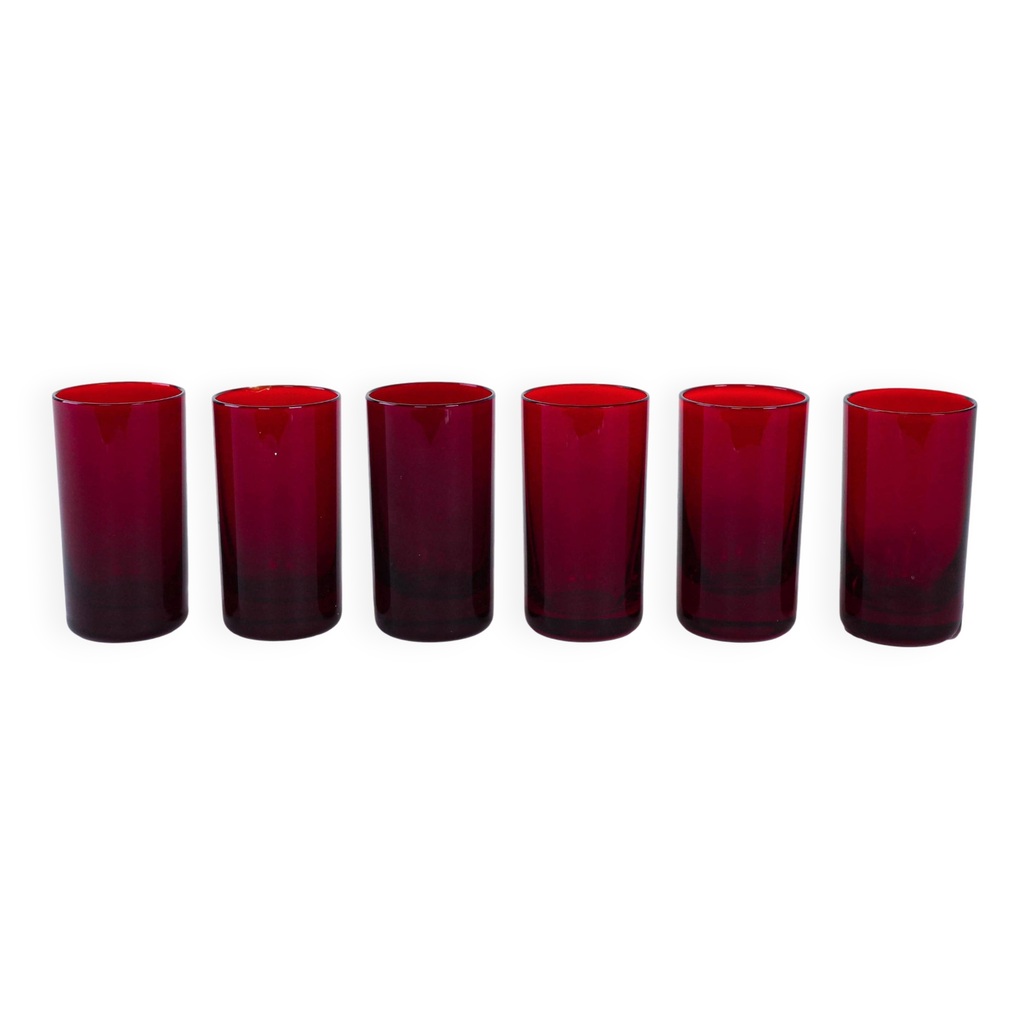 Set of ruby-coloured glasses, Italian design, 1970s, made in Italy