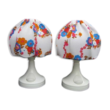 2 lampes de chevet Bonalux 1960 / 70 motif fleurs