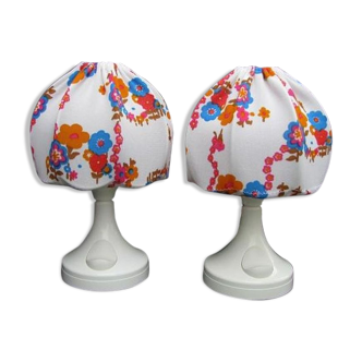 2 lampes de chevet Bonalux 1960 / 70 motif fleurs