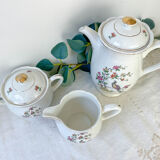 Service à thé vintage Digoin Sarreguemines – Modèle Corde – Motif Oiseau de Paradis