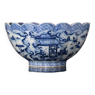 Ming Yongxuan – figurine de jeu en porcelaine bleue et blanche pour enfants, bol Kwai Kou, artisanat classique