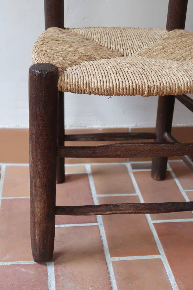 Pair of straw farm chairs
