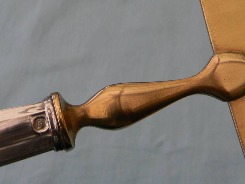 Art Deco pie server silver handle filled with Minerva hallmark.