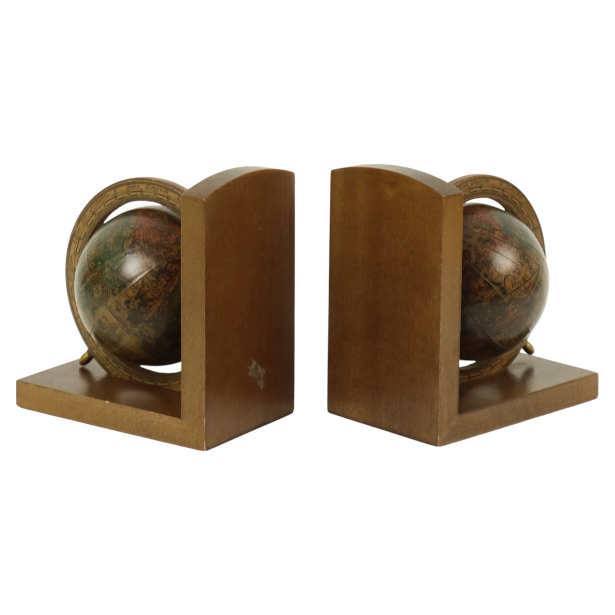 Serre-livres Globe en bois italien Mercurio D'oro