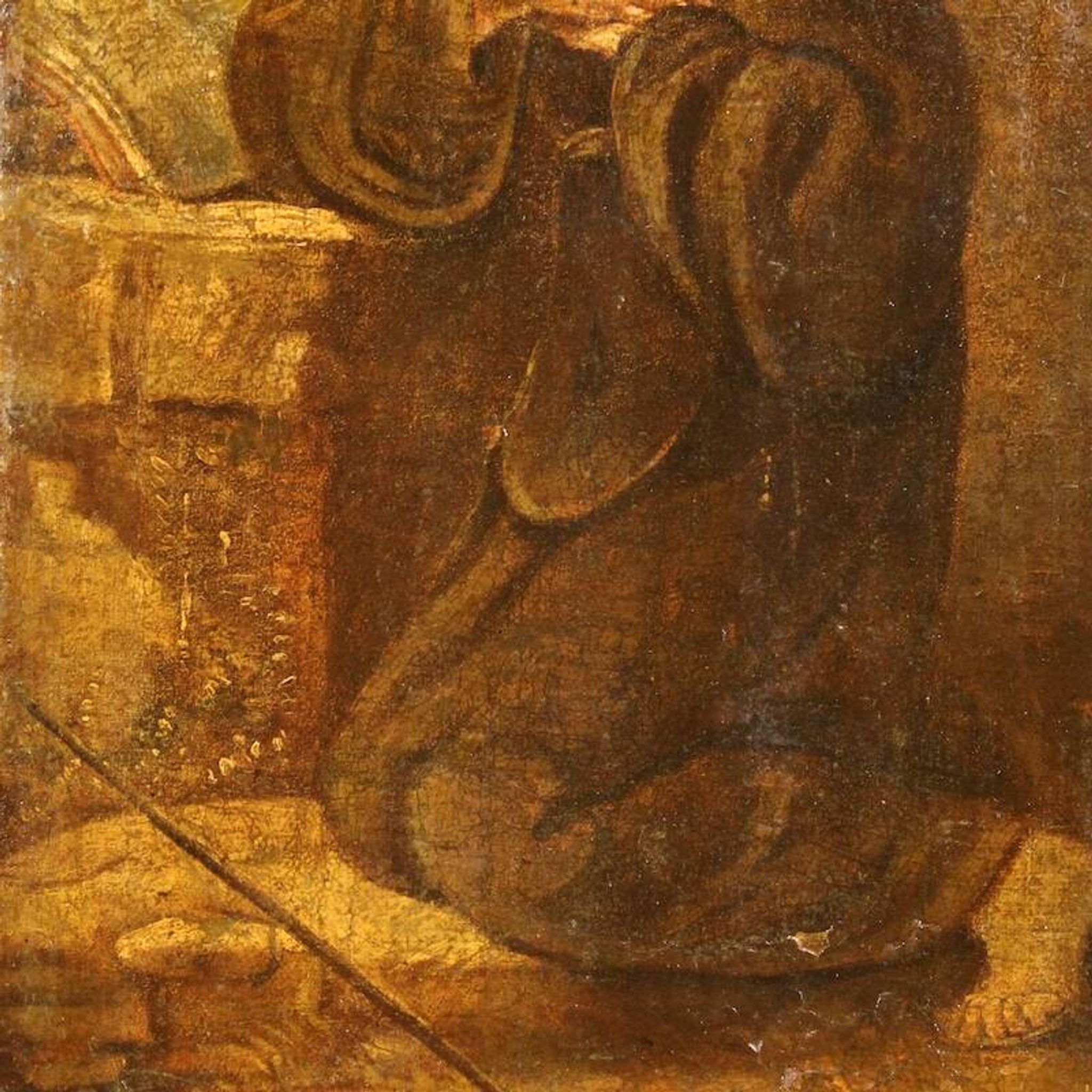 Peinture italienne antique de Saint François de Pau du XVIIe siècle.