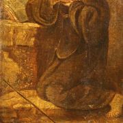 Peinture italienne antique de Saint François de Pau du XVIIe siècle.