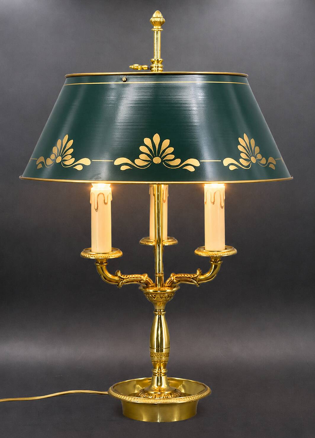 Empire Style Bouillotte Lamp in Gilded Bronze with Three Lights "Lucien Gau"