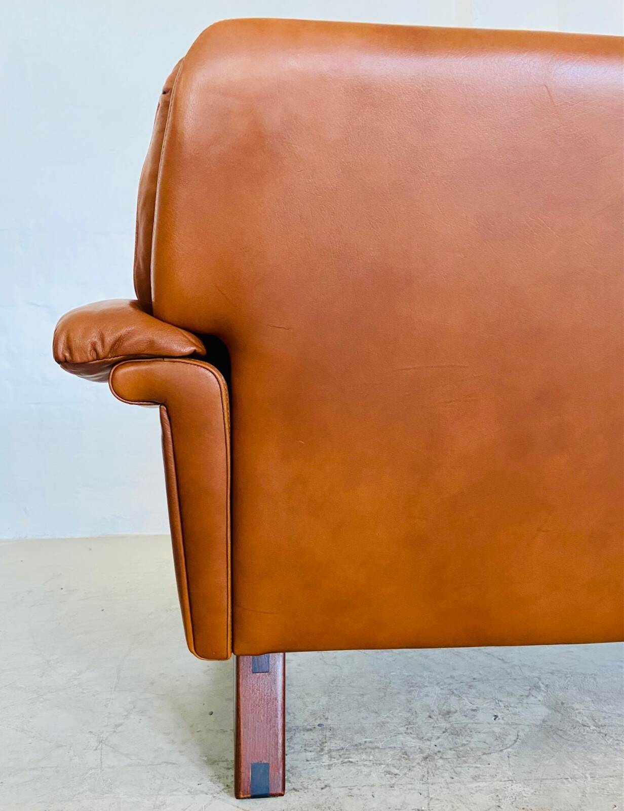 Vintage Danish Svend Skipper 3 person sofa in cognac leather 1970s