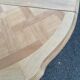 Round extendable dining table Louis XV stripped in solid cherry wood 1960