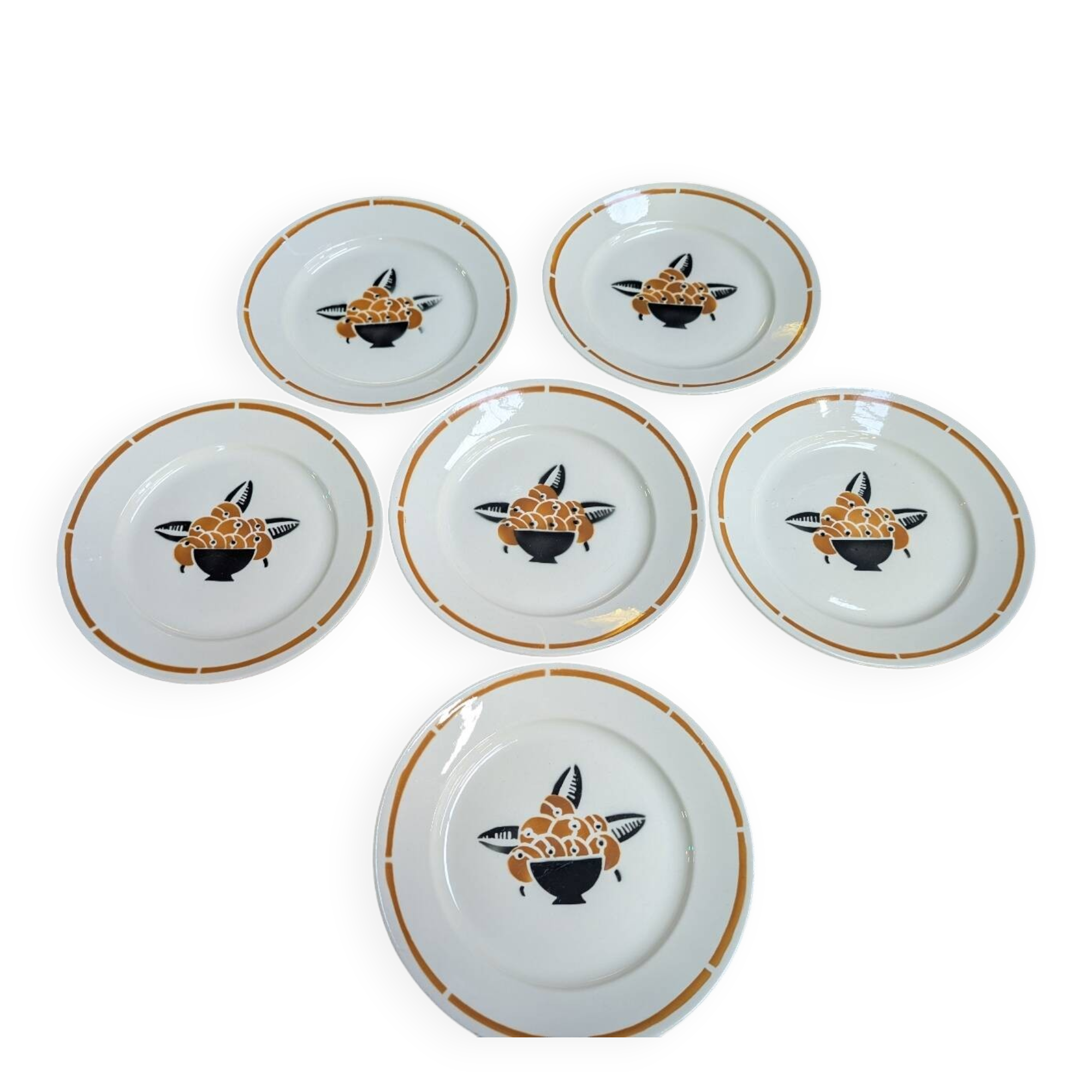 Set of 6 vintage Badonviller France "Jade" dinner plates