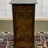 19th century bedside table in walnut, oak and marble top