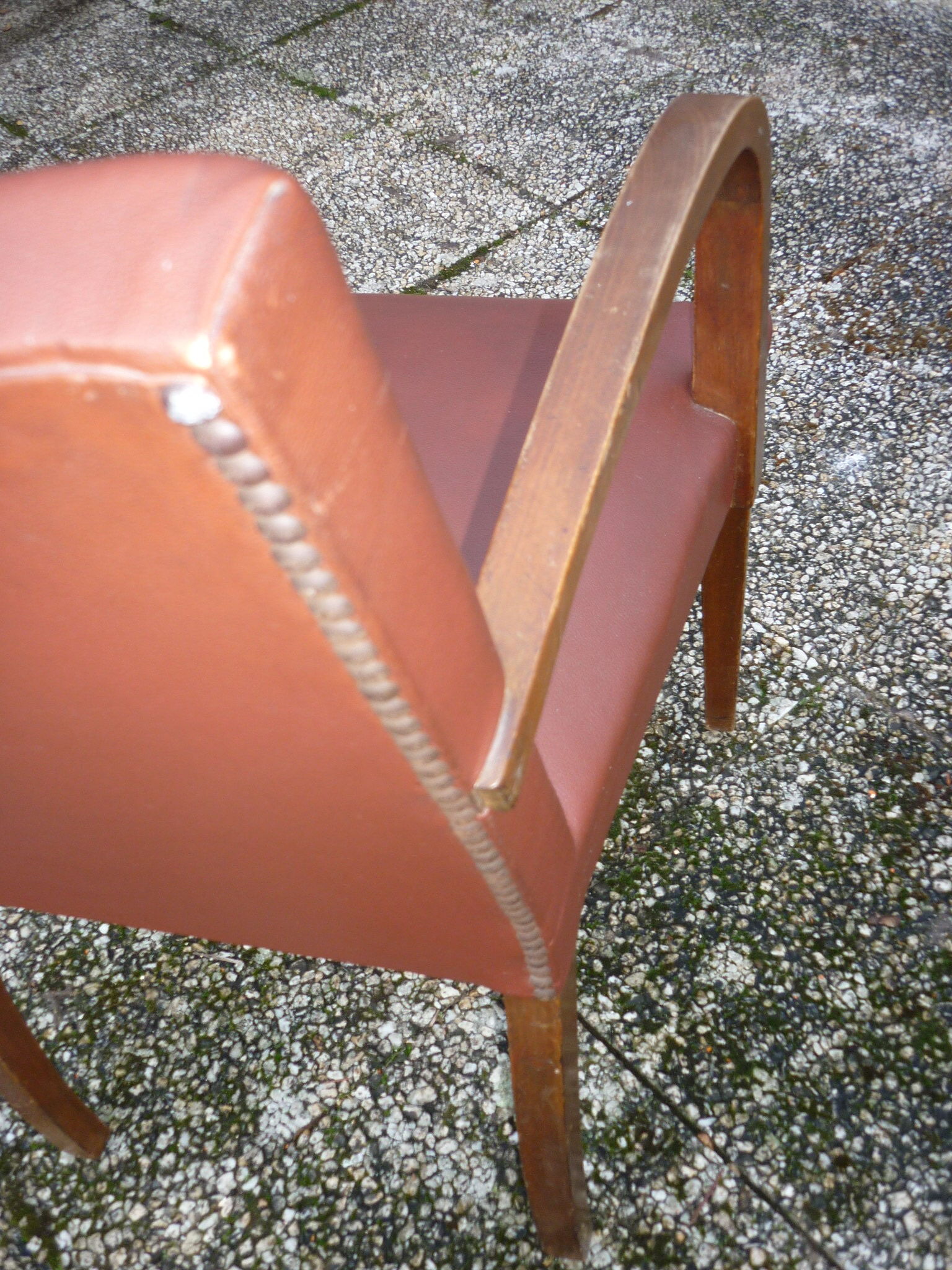 Light brown and wood Bridge armchair, from the 40s-50s