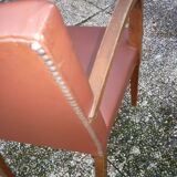 Light brown and wood Bridge armchair, from the 40s-50s